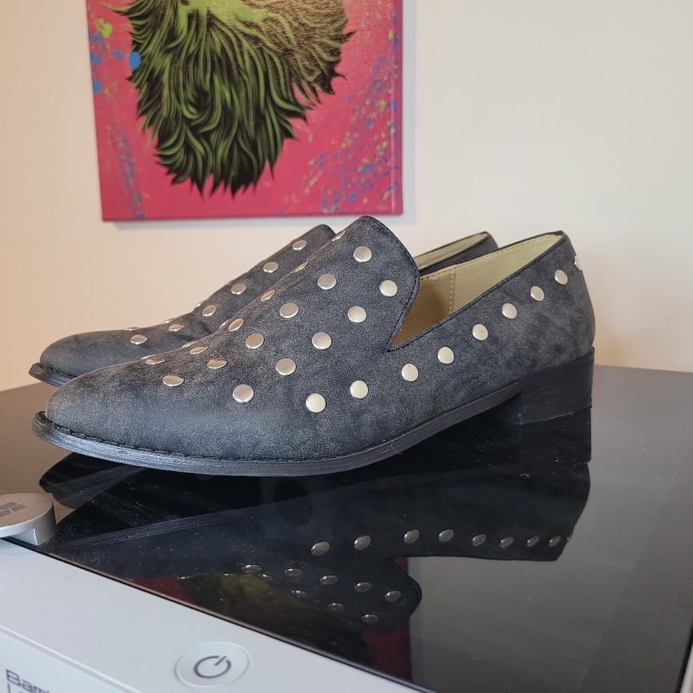 JG Studded Grey Loafers